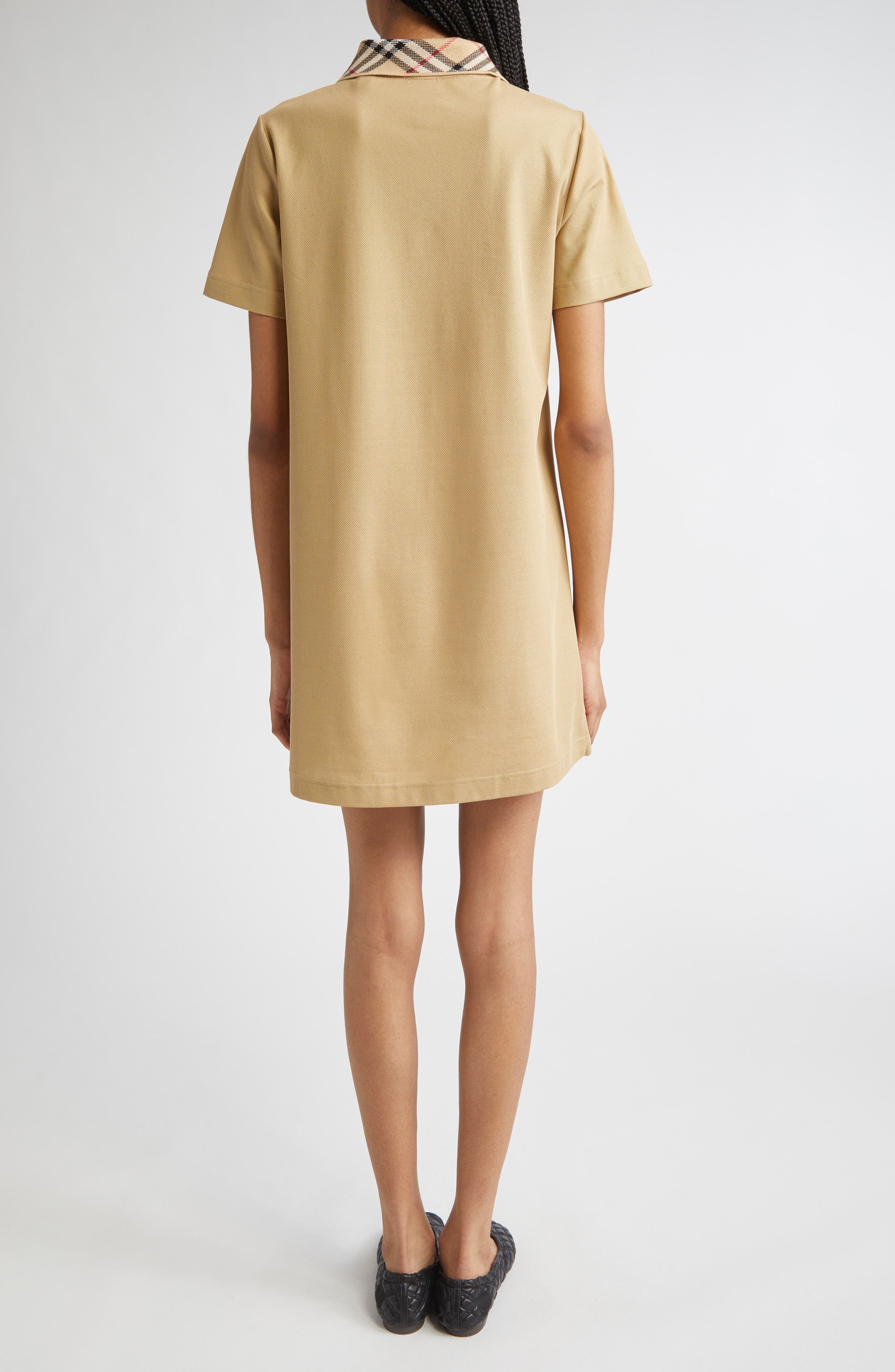 burberry Check Collar Polo Dress in Flax at Nordstrom - 2