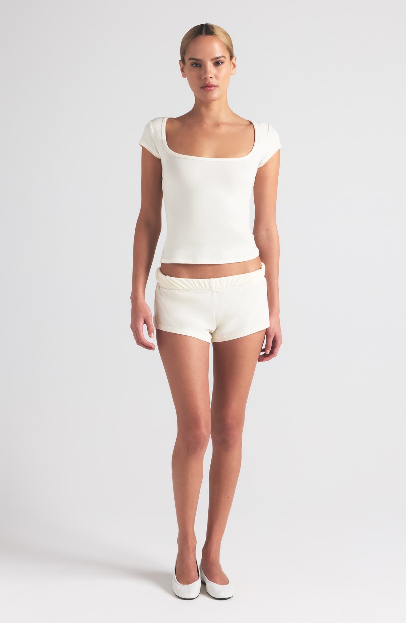 SKIMS Scoop Neck Cotton Blend Jersey T-Shirt in Marble at Nordstrom - 4