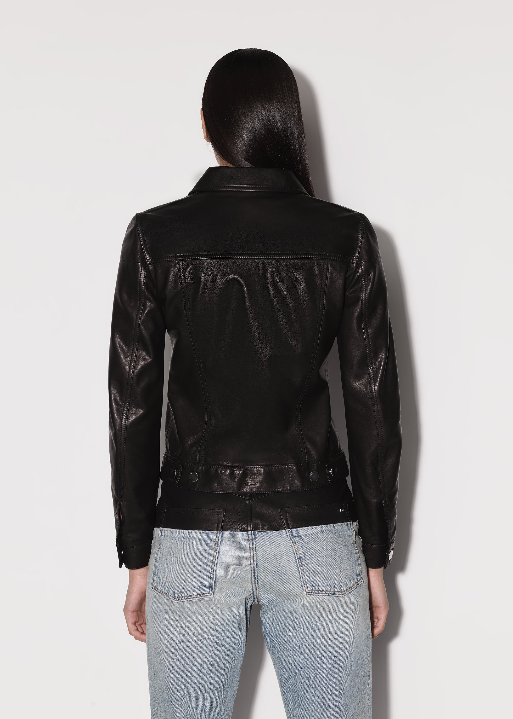 LEATHER STRONG SHOULDER TRUCKER JACKET - 7