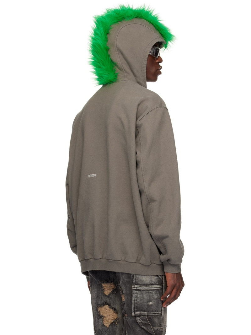 Gray Zip-Up Faux-Fur Hoodie 3