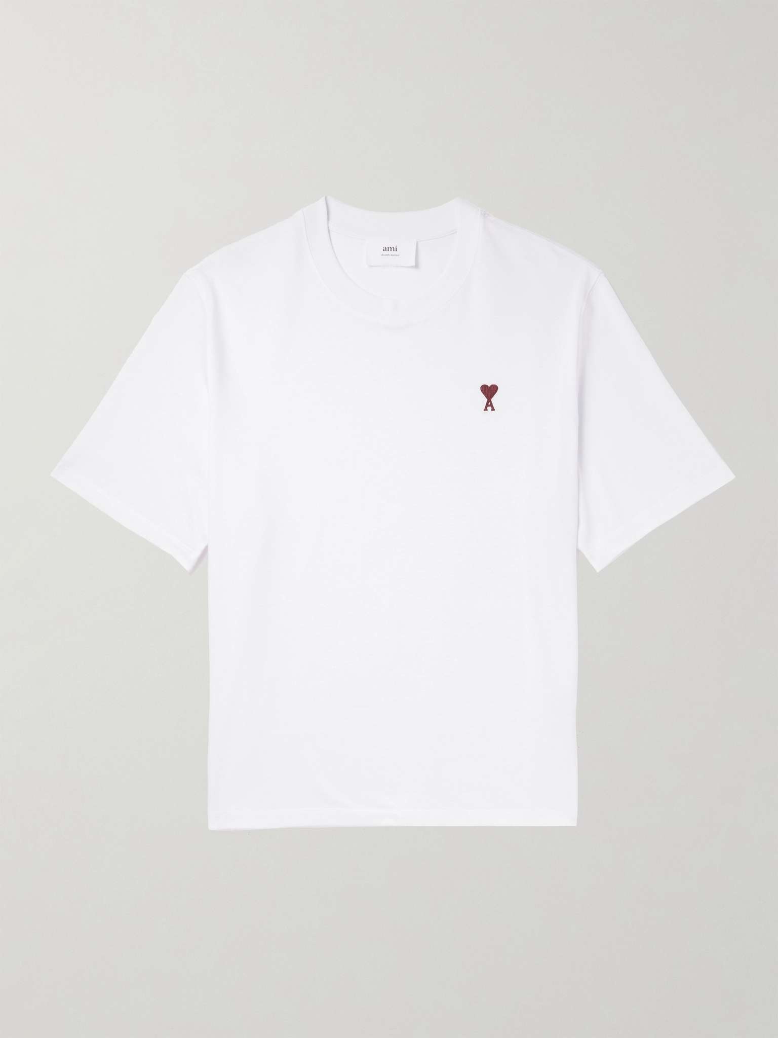 AMI Paris Logo-Embroidered Organic Cotton-Jersey T-Shirt