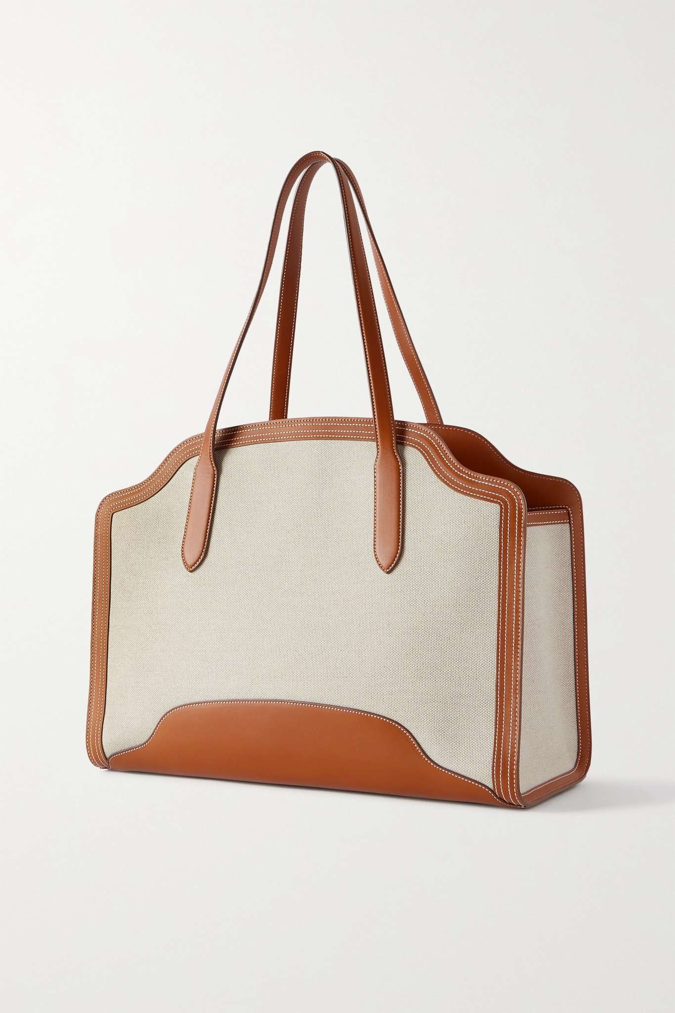 Alba leather-trimmed canvas tote - 3