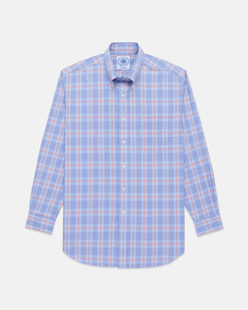 J. PRESS MADE-IN-USA BLUE & RED WINDOWPANE BUTTON DOWN SPORT SHIRT - CLASSIC FIT outlook