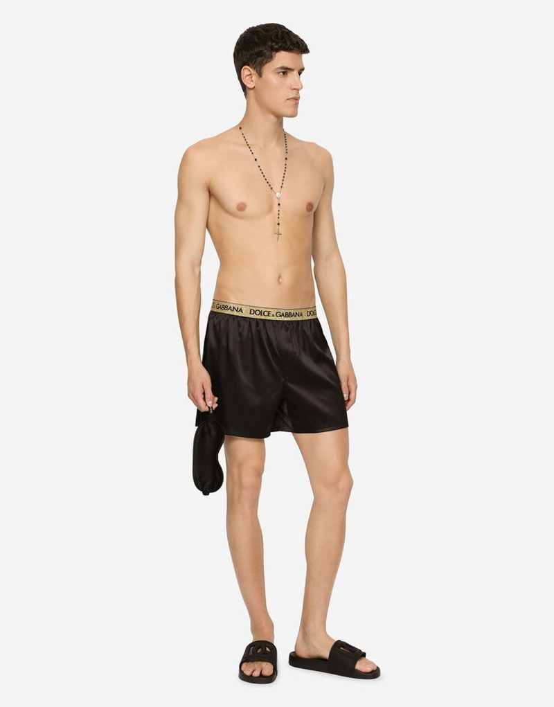 Silk satin boxer shorts with sleep mask 2