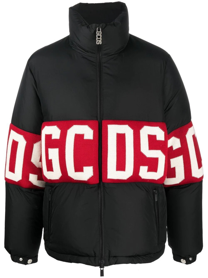 logo-knit padded jacket 1