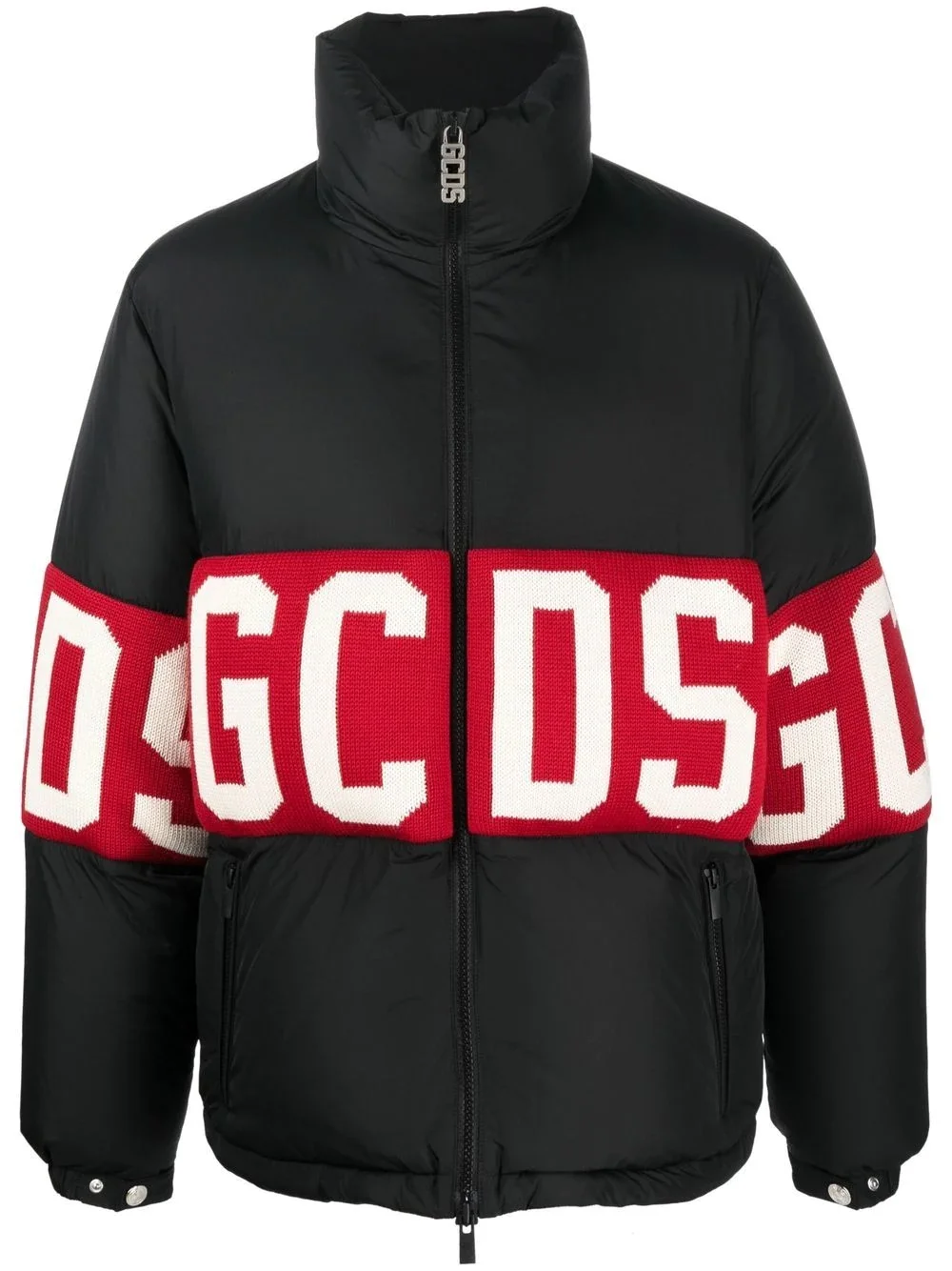 logo-knit padded jacket - 1