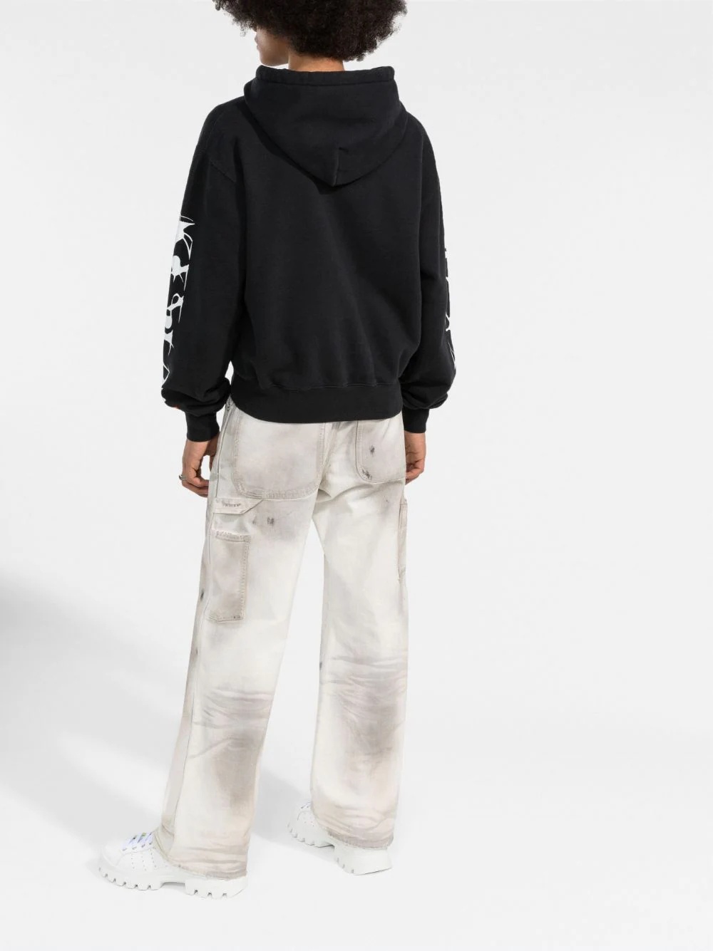 distressed-effect straight-leg trousers - 4