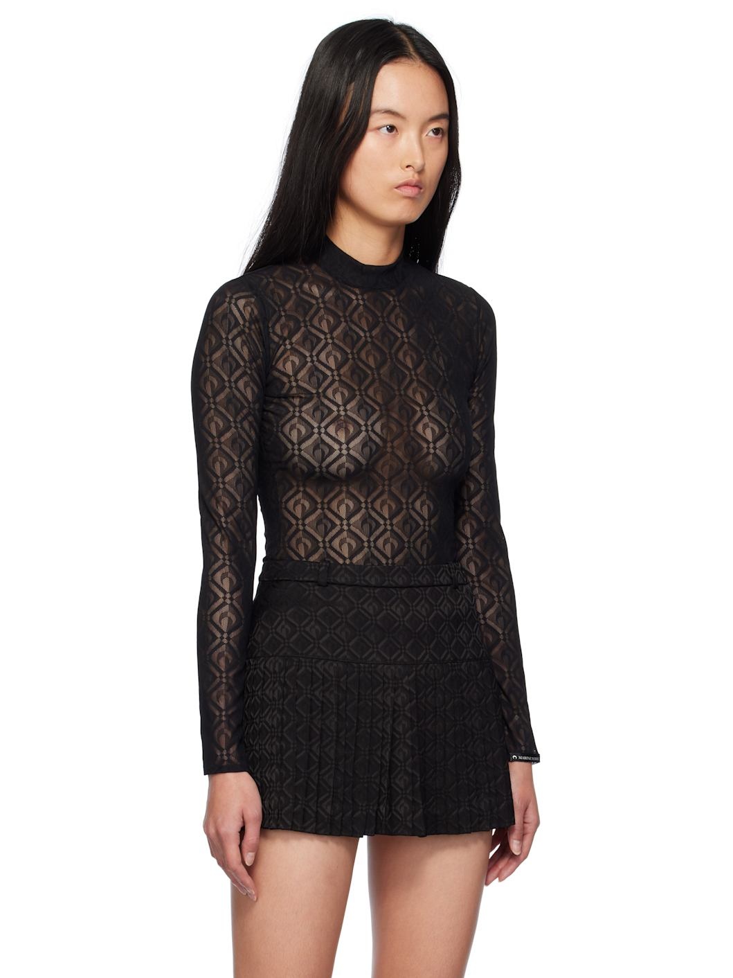 Black Moon Diamond Mesh Second Skin Top - 2