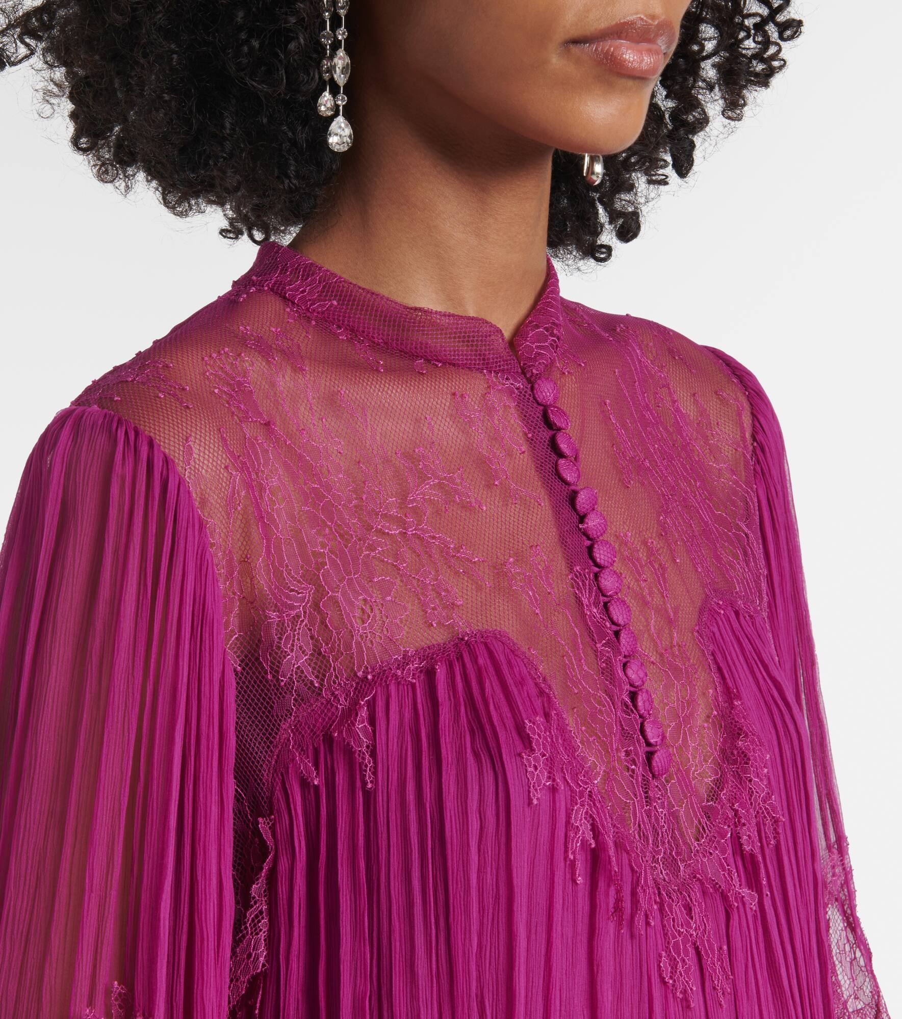 Jorie lace-trimmed silk-blend blouse - 4