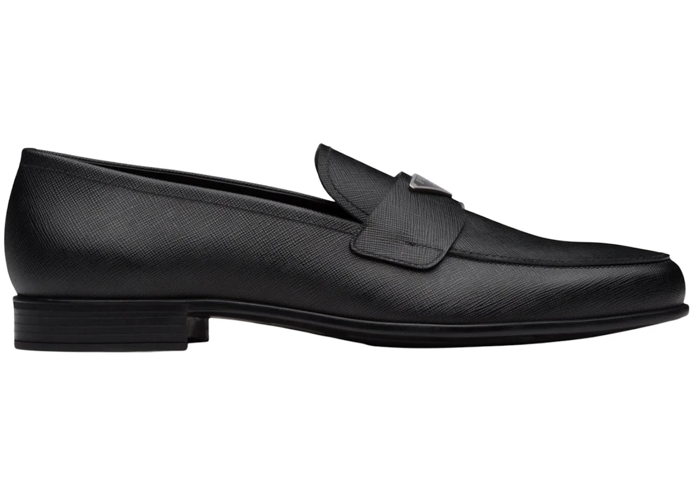 Prada Plaque Loafer Black Saffino Leather - 1