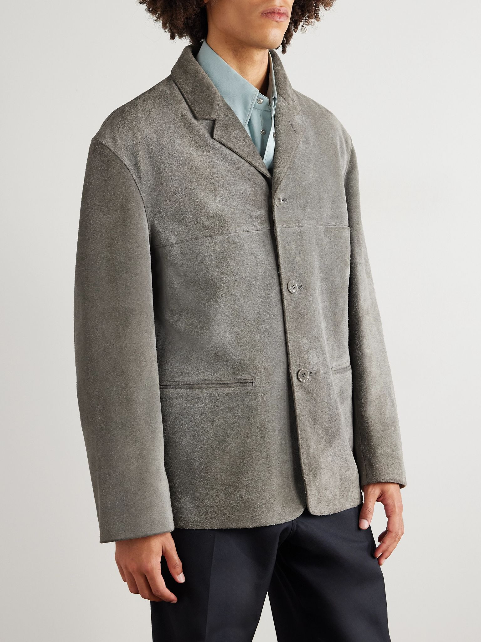 Brushed-Suede Jacket Gray - 3