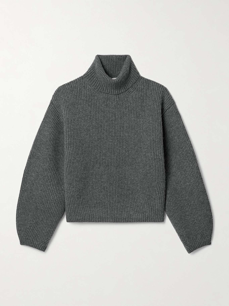 Ribbed wool-blend turtleneck sweater 1