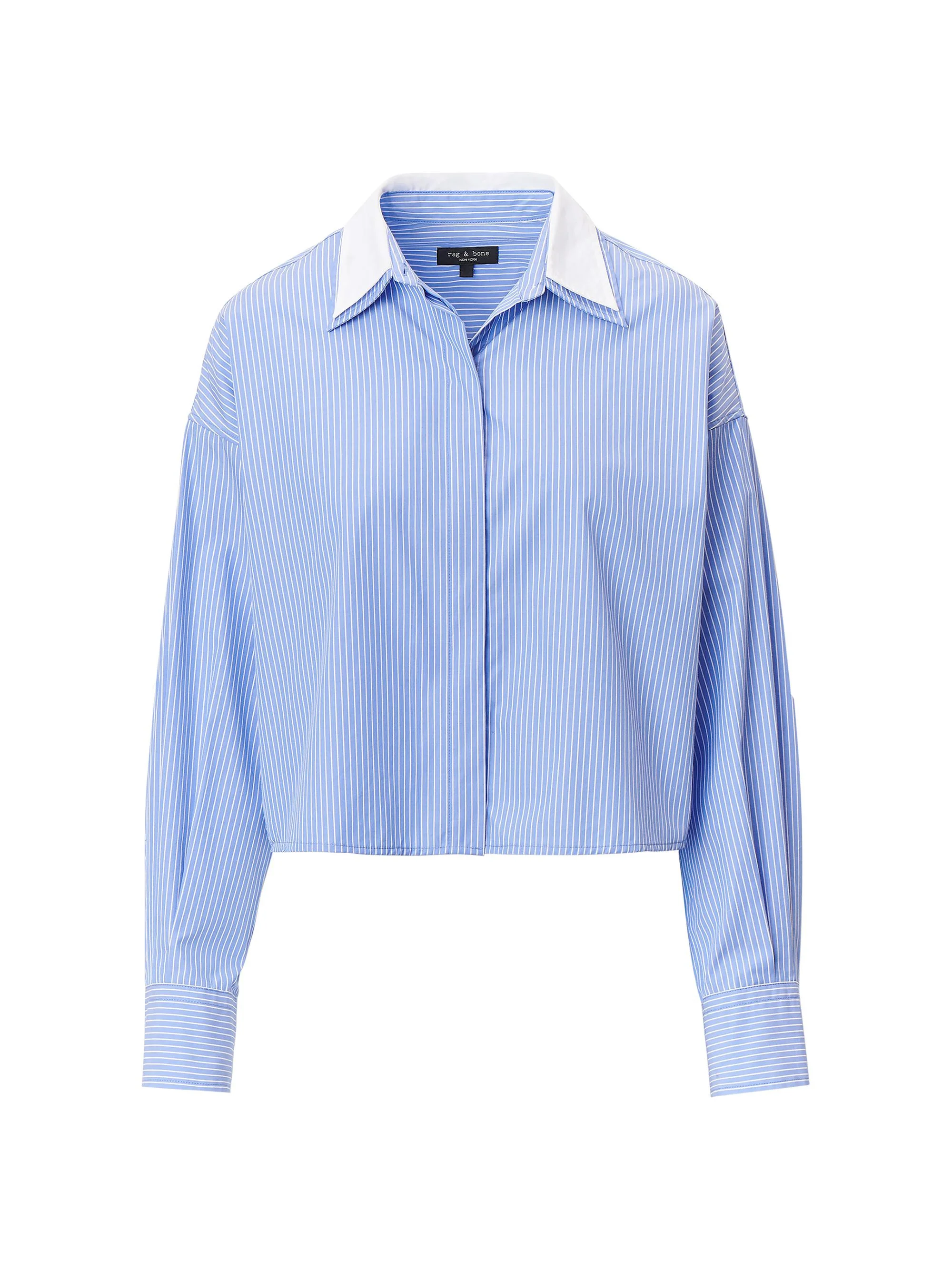 Women's Marin Stripe Layered Cotton Shirt - Blue Stripe - 1