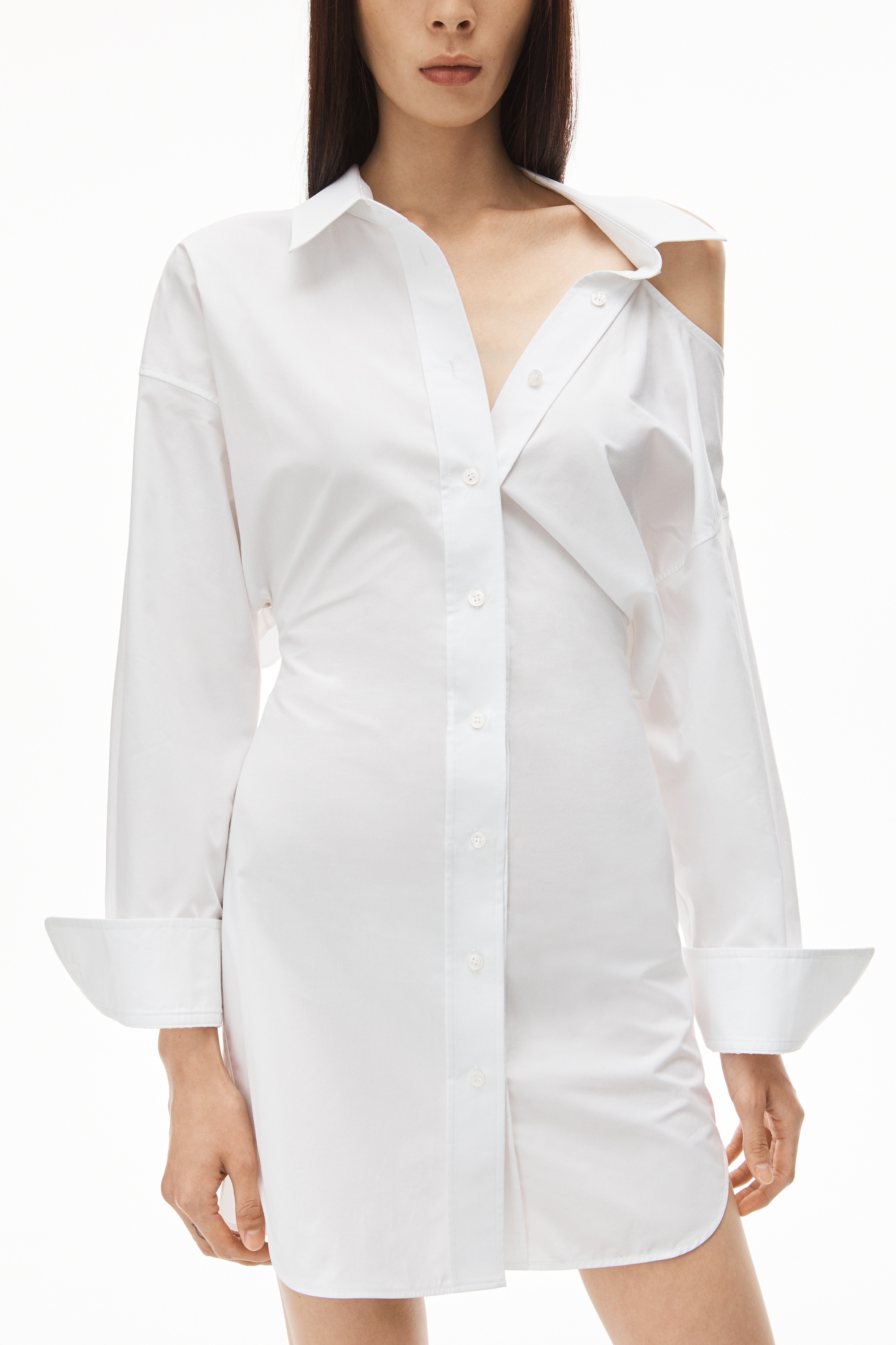 CUTOUT SHOULDER SHIRTDRESS IN COTTON - 4