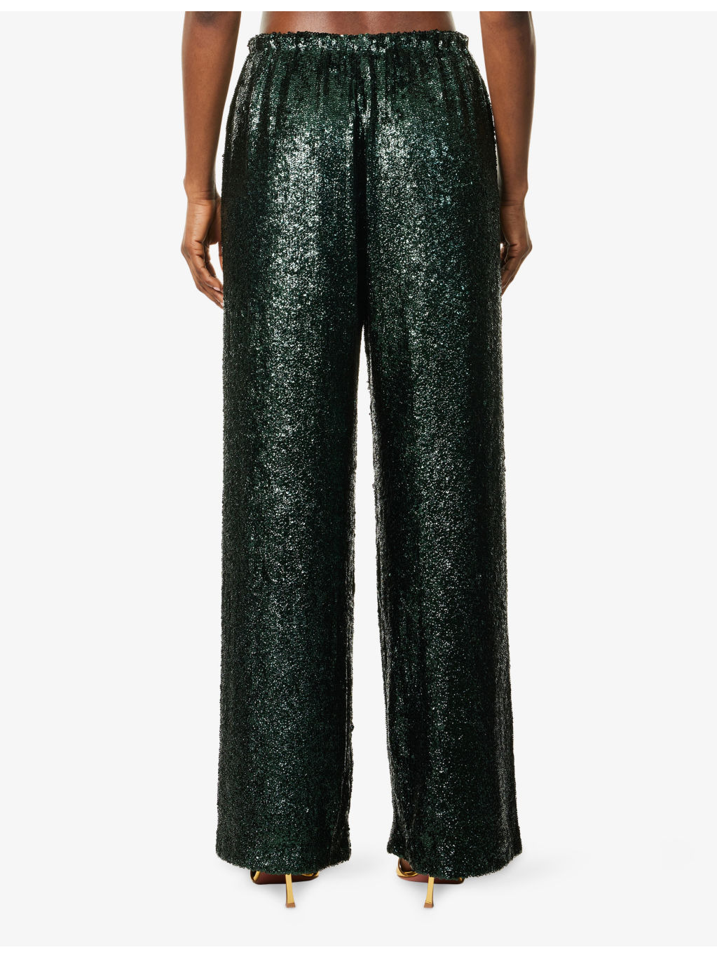 Sequin-Embellished Wide-Leg Woven Trousers - 4