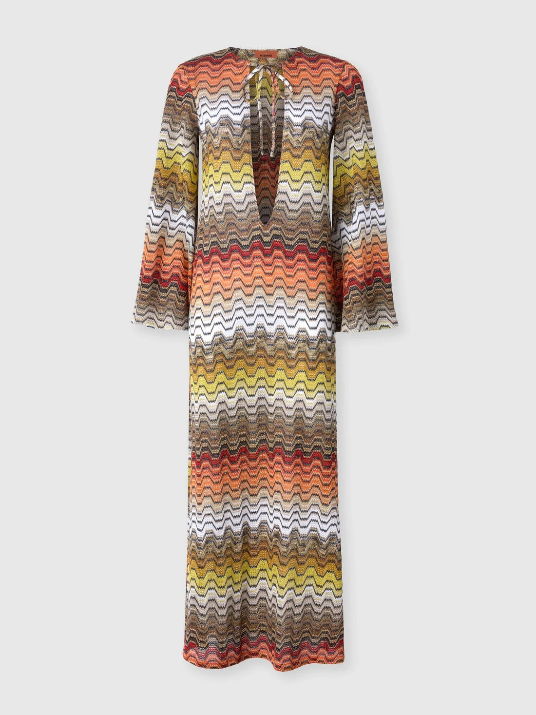 Long dress with greek motif and deep V-neckline - 1