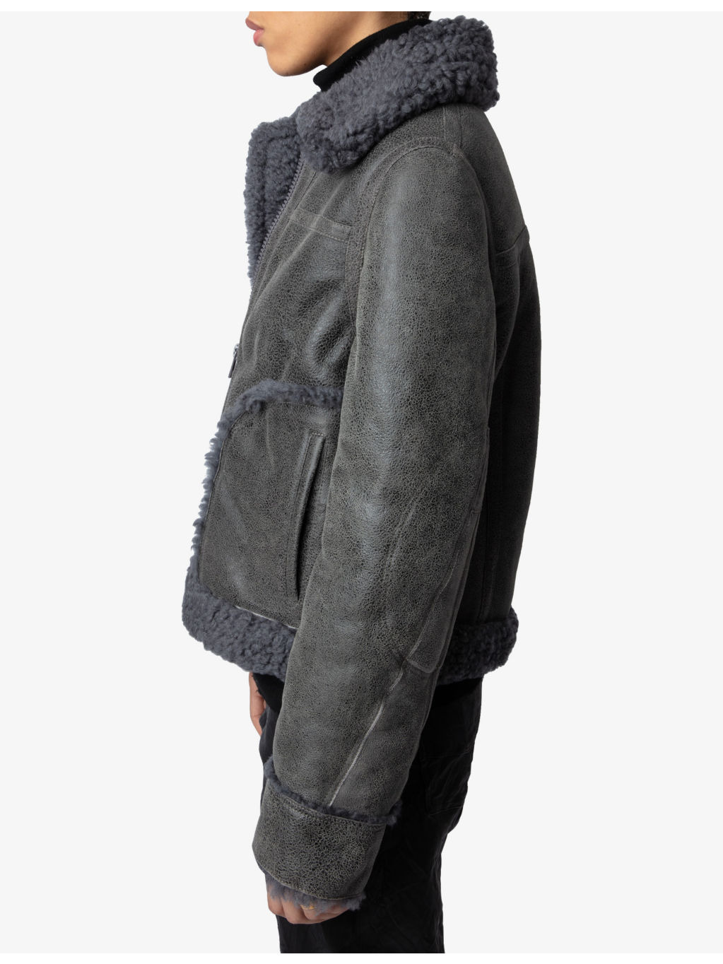 Kady regular-fit shearling and leather jacket - 3