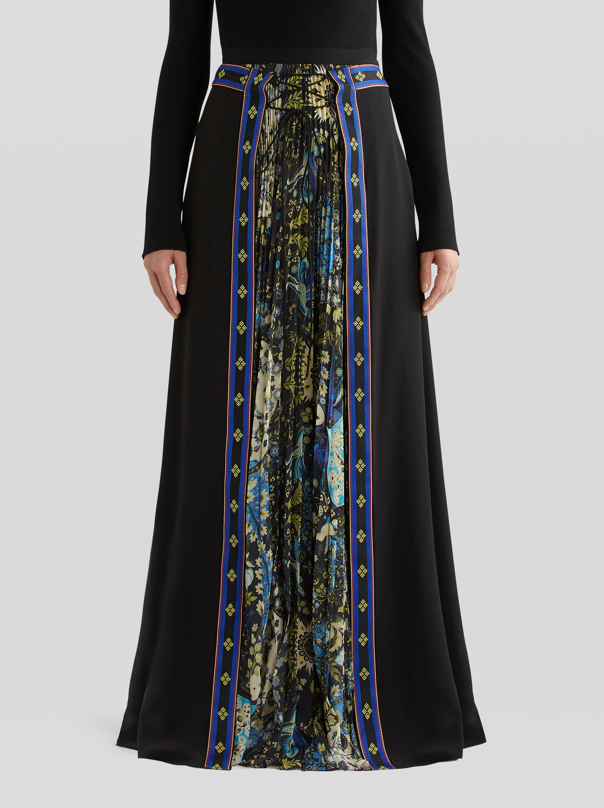 SILK SKIRT WITH RIBBONS AND FLORAL DETAIL - 2