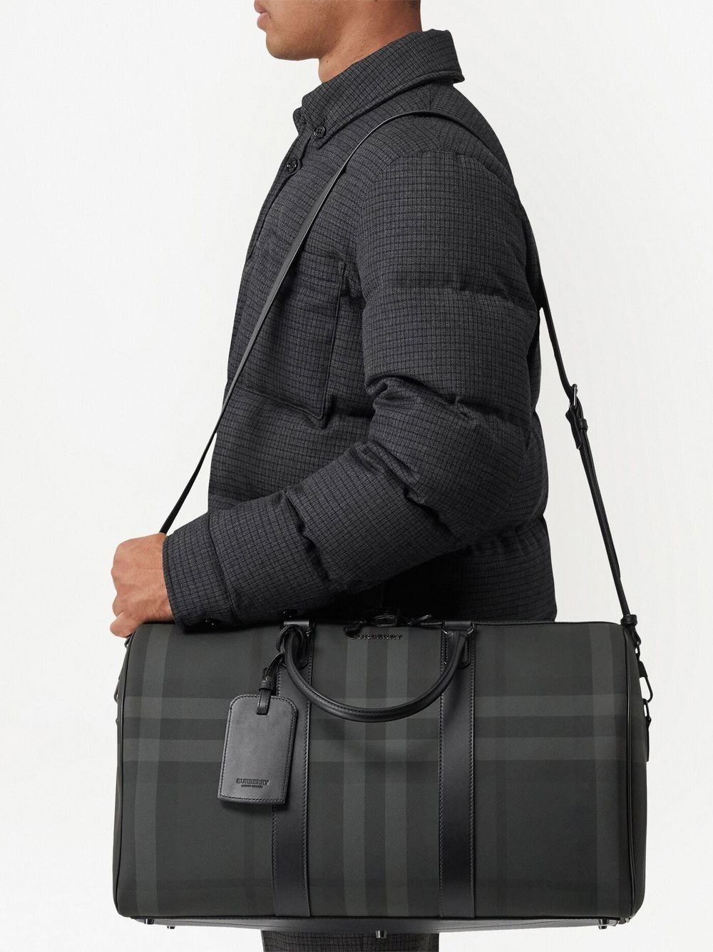 check-pattern faux-leather holdall - 7