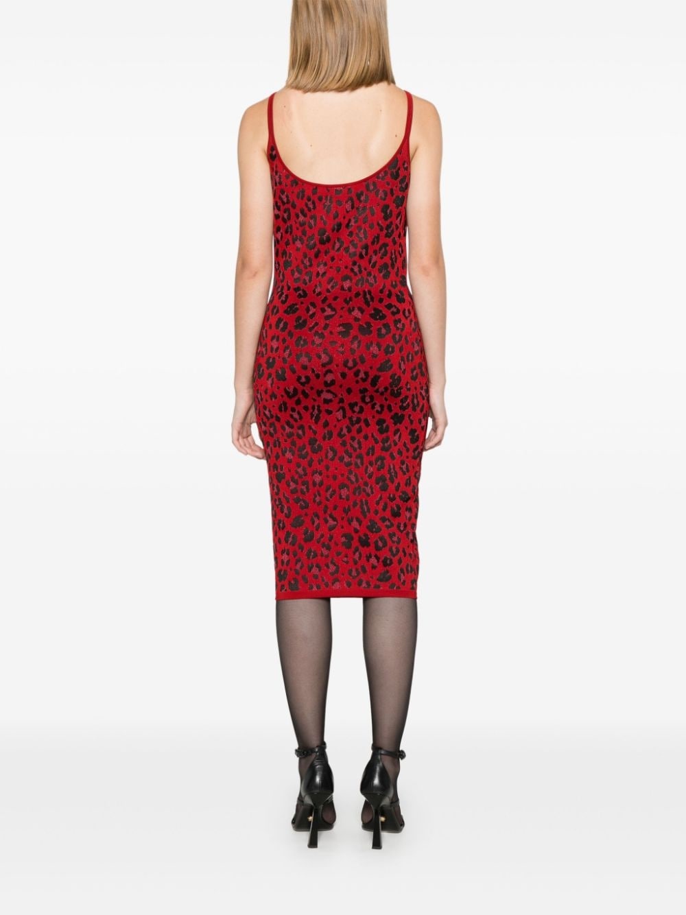 animalier-jacquard lurex-detail midi dress - 4