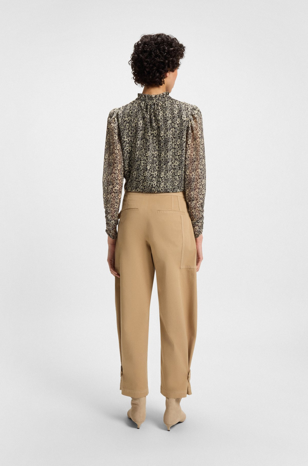 BALLOON-LEG TROUSERS IN PAPER-TOUCH STRETCH-COTTON TWILL - 4