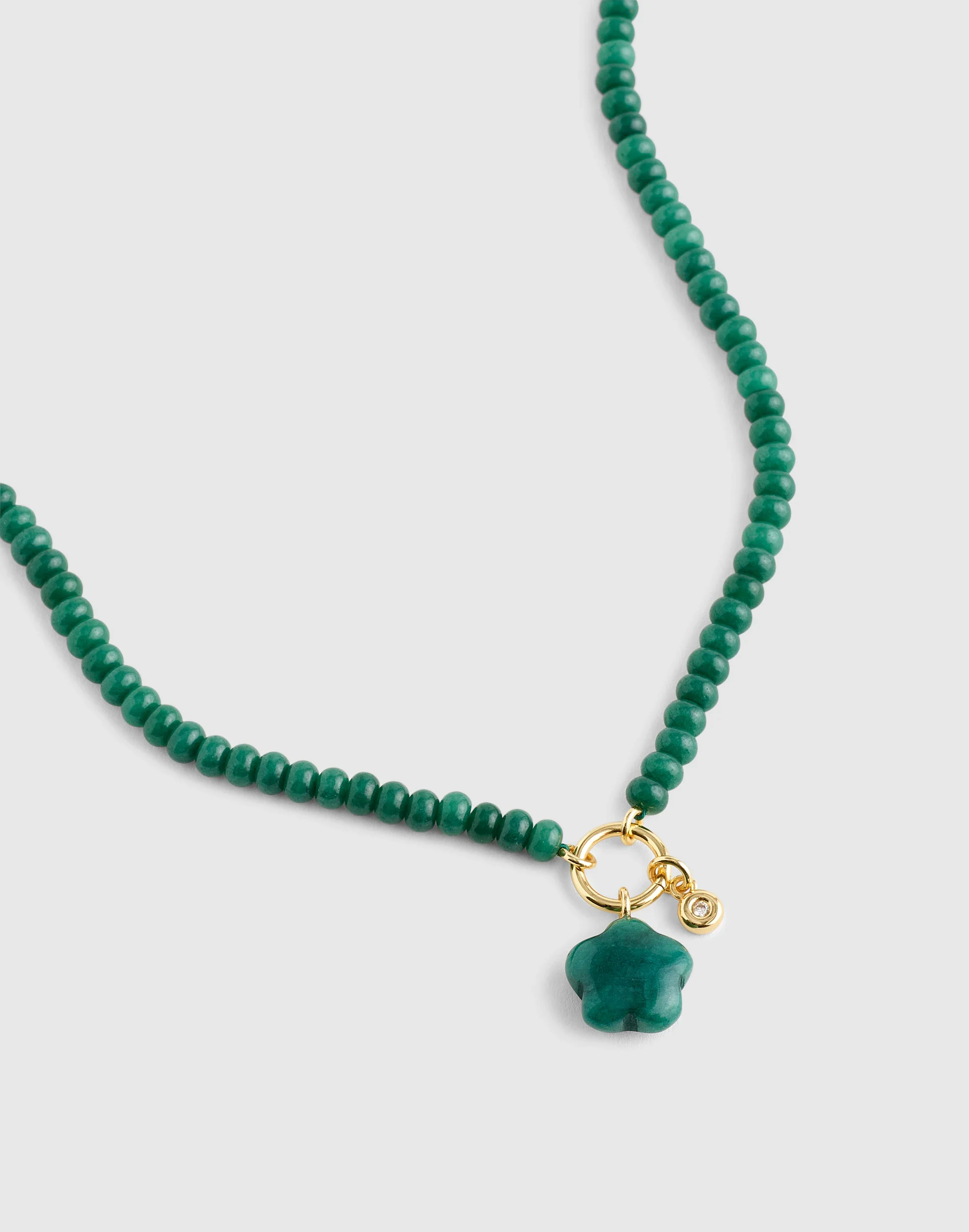 Semiprecious Beaded Charm Necklace - 1