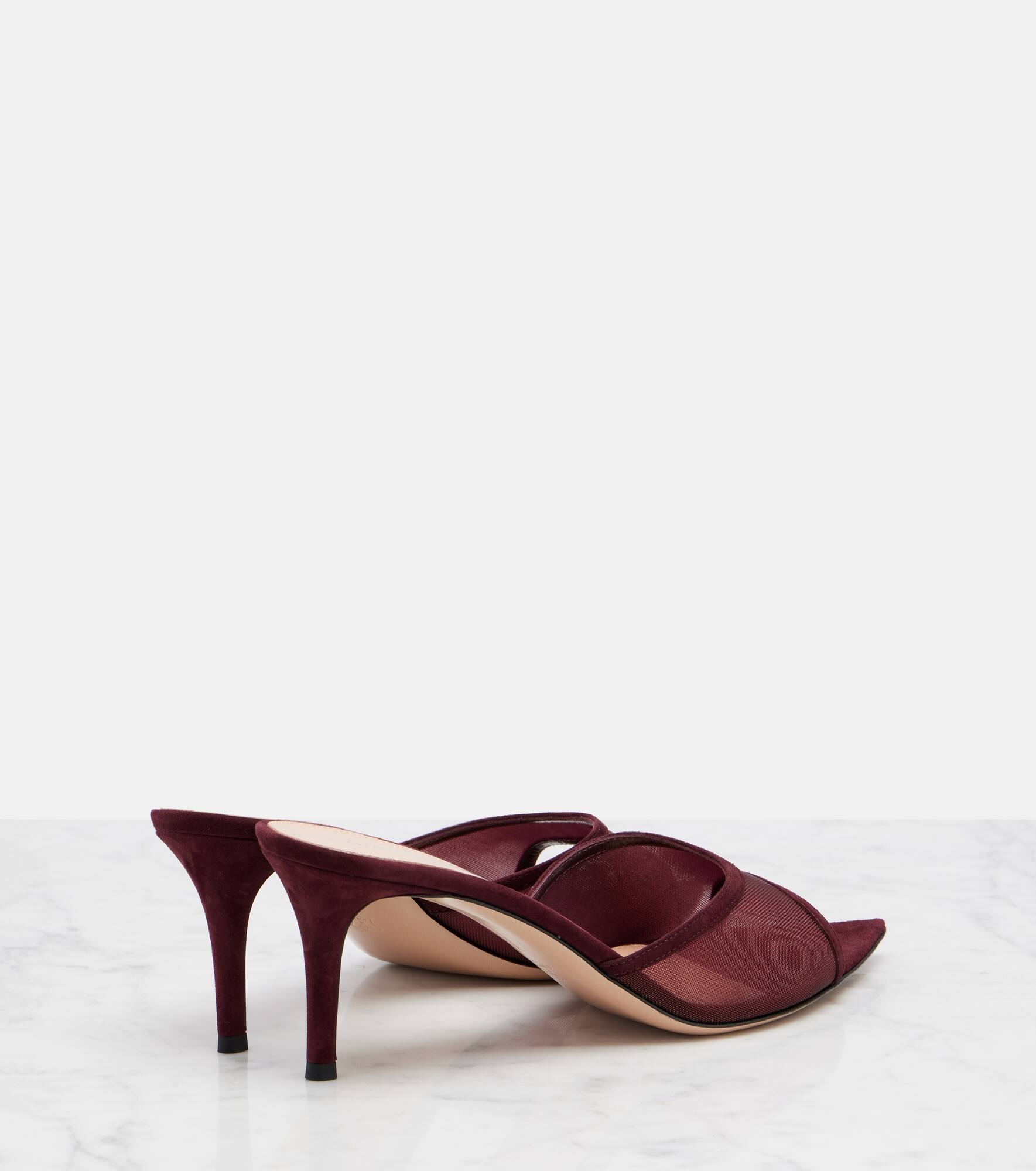 Pointy 70 suede and organza mules - 2