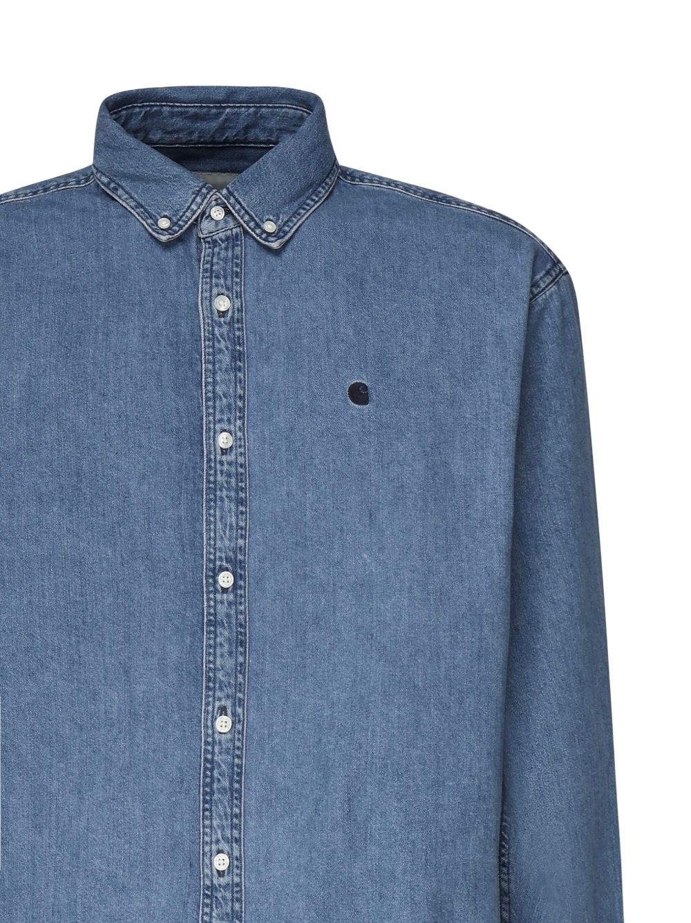 L/S Lucas logo-embroidered denim shirt - 3