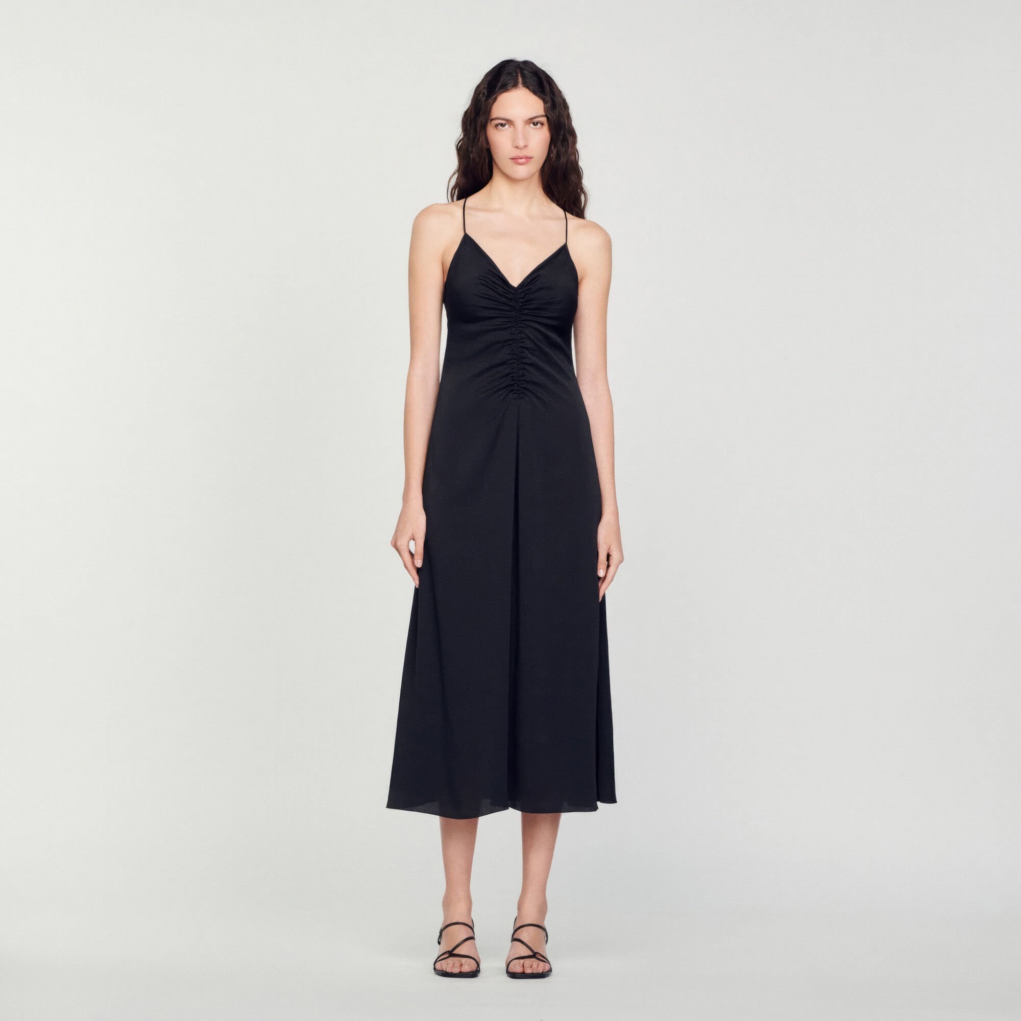 MIDI DRESS WITH NARROW STRAPS - 3