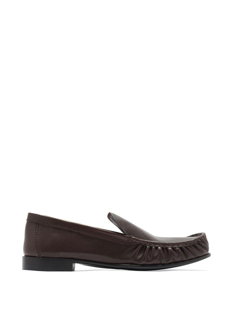 pleated-detail leather loafers 1