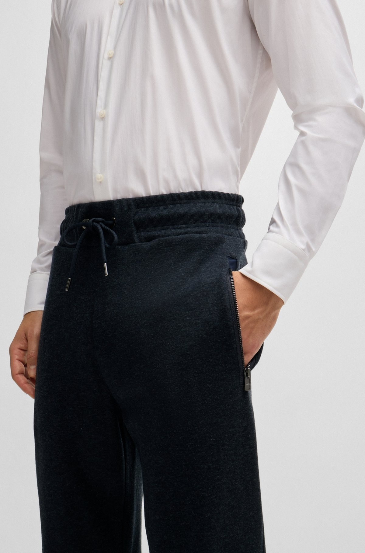 REGULAR-FIT TRACKSUIT BOTTOMS IN STRETCH FLANNEL - 3