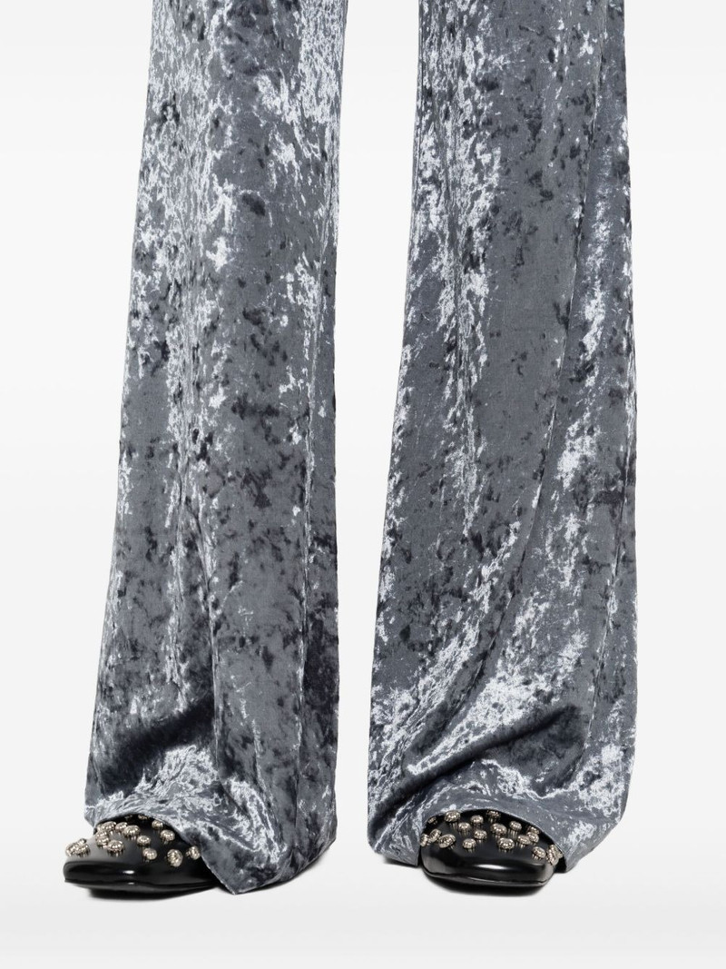 crushed-velvet flared trousers 5