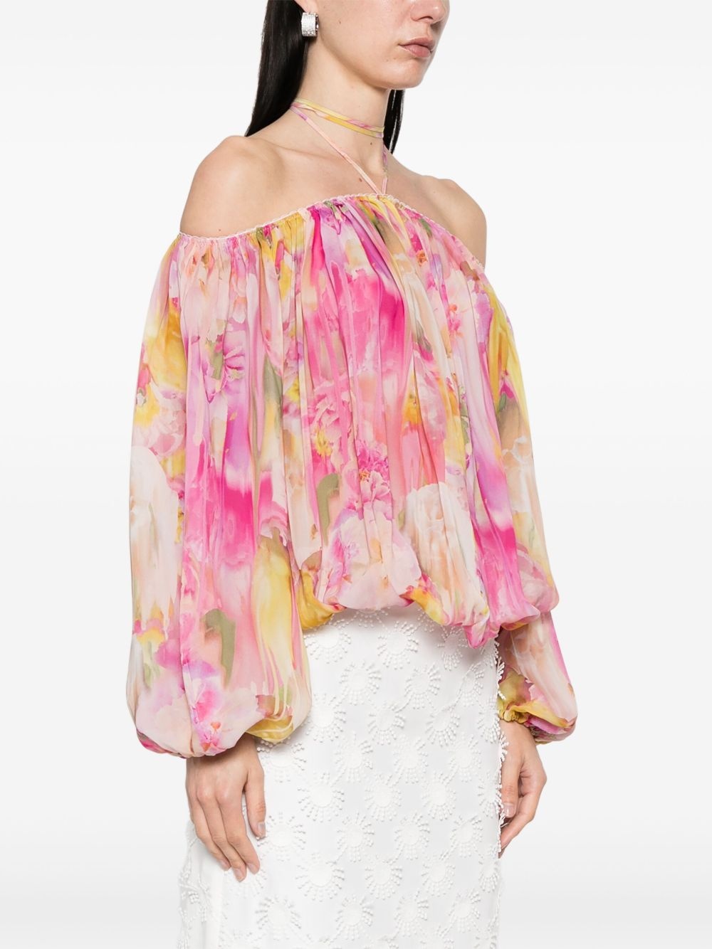 floral-print georgette blouse - 3