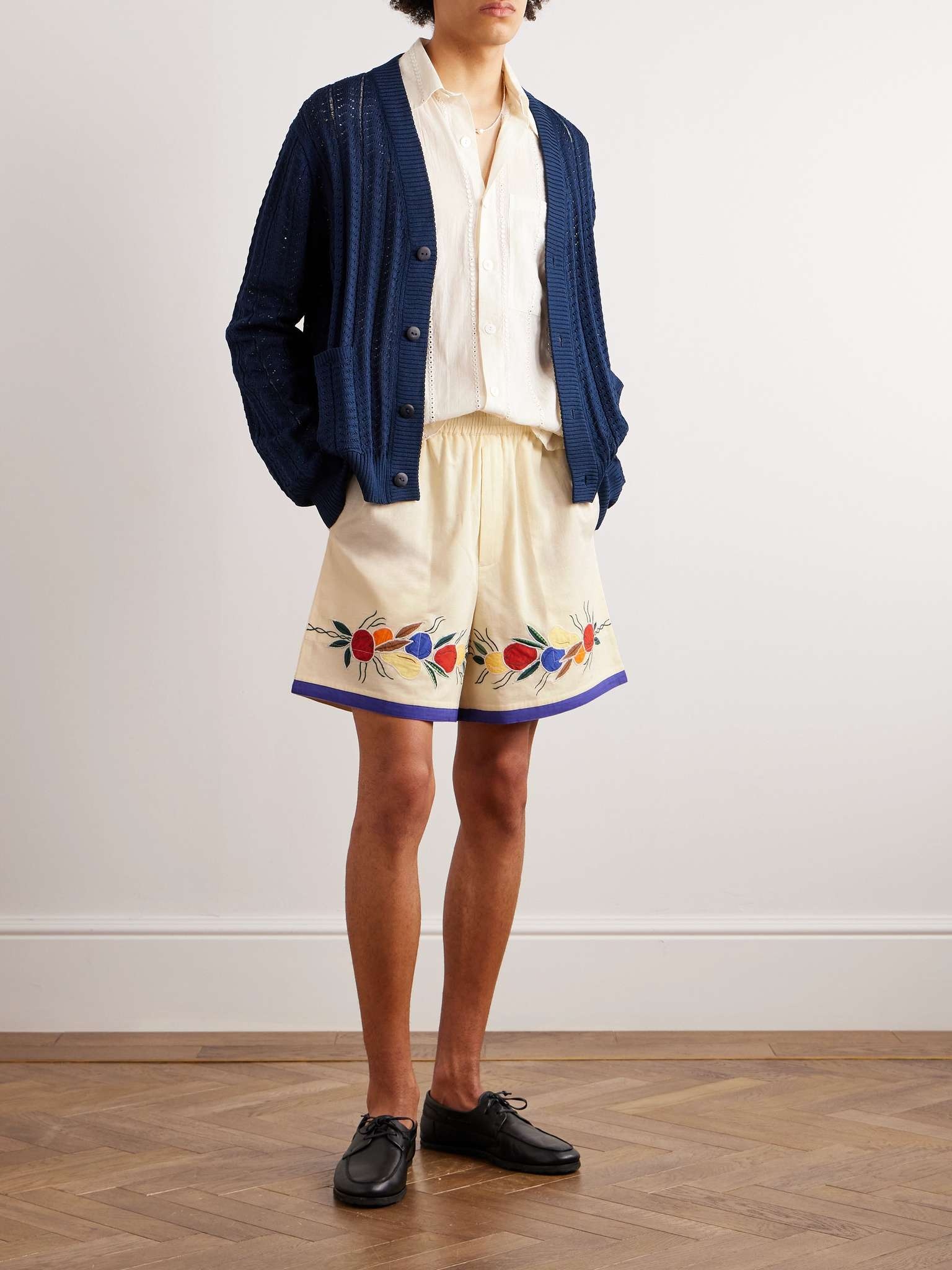 Wide-Leg Embroidered Linen and Cotton-Blend Shorts - 2