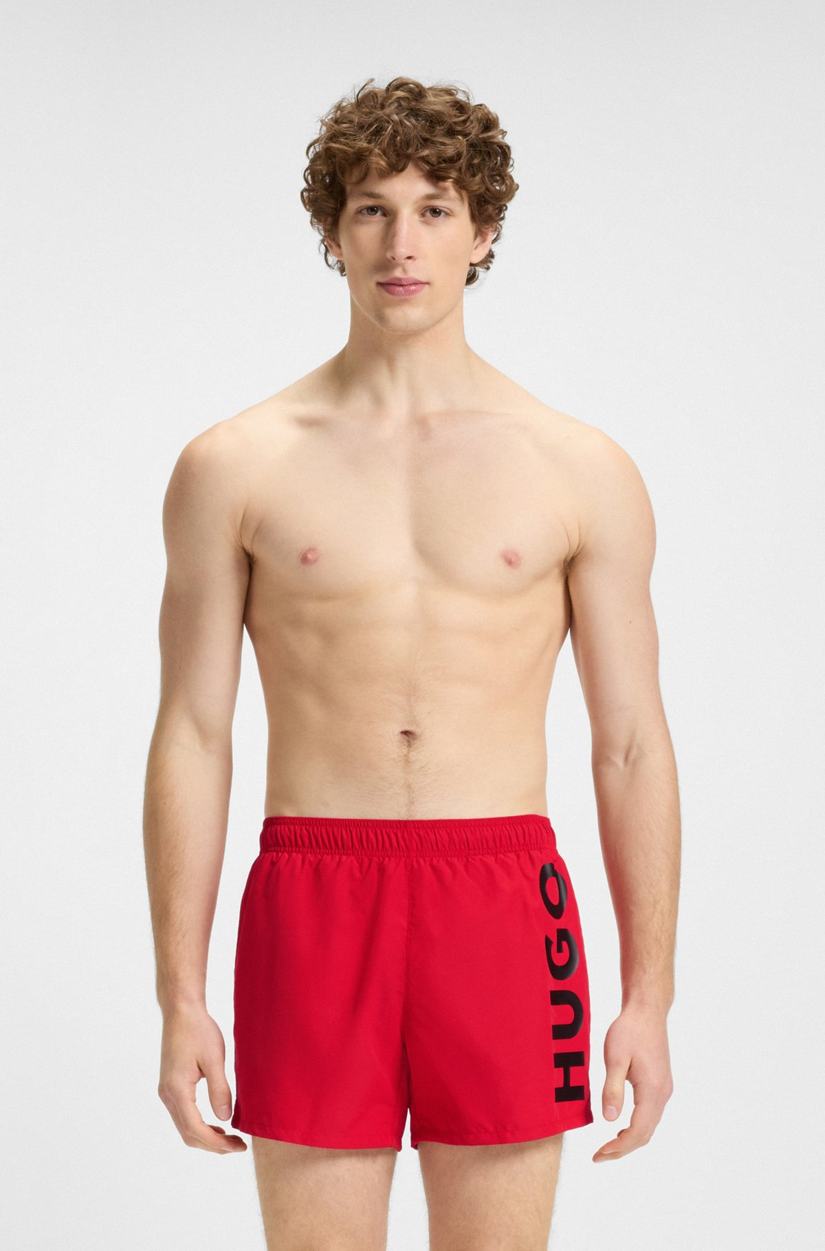 QUICK-DRY SWIM SHORTS WITH VERTICAL LOGO PRINT - 2