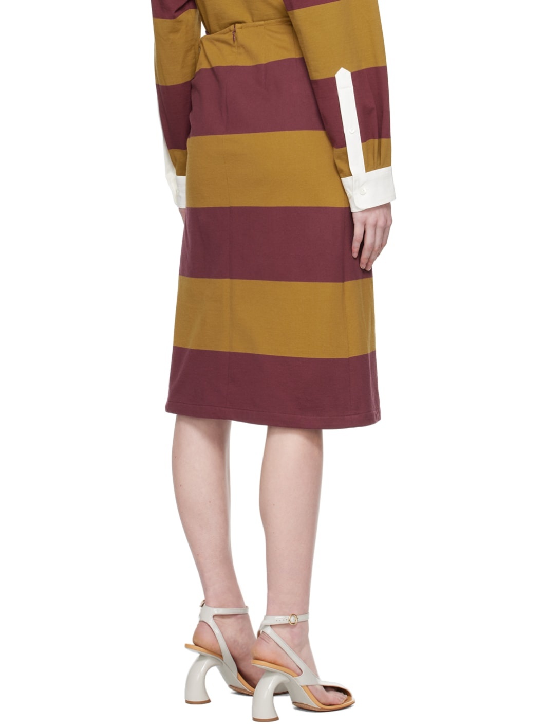 Burgundy & Brown Lace-Up Skirt - 3