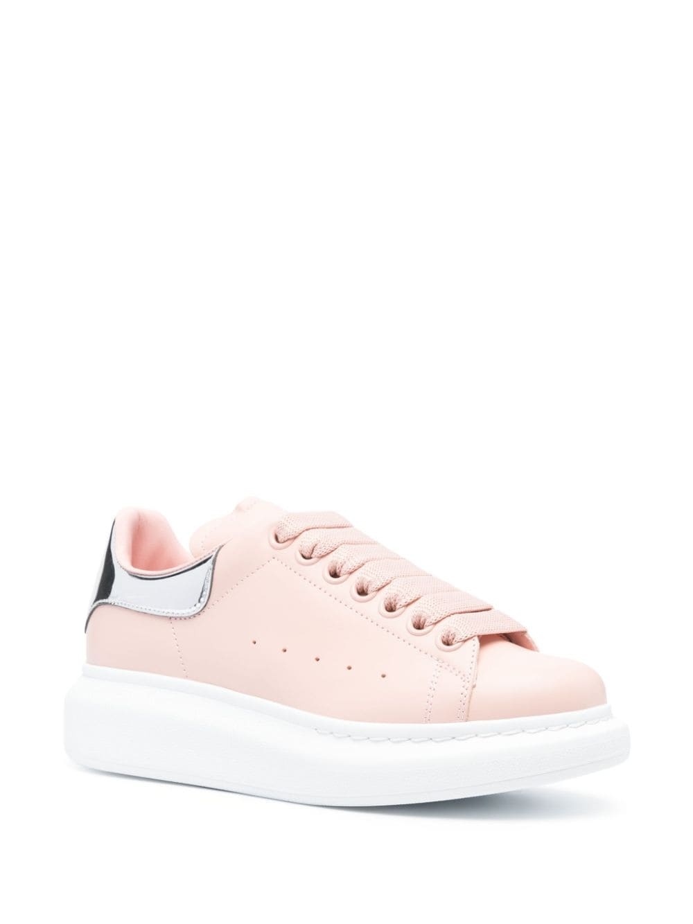 mirrored-finish leather platform sneakers - 2