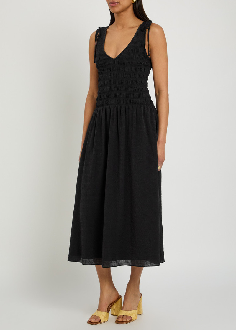PAIGE Paige Sebestian Shirred Woven Midi Dress outlook