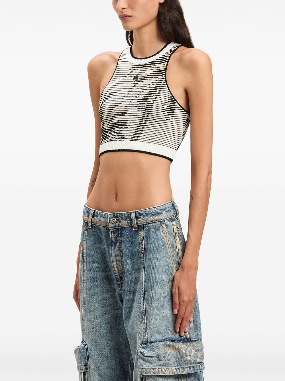 palms-jacquard crop top - 4