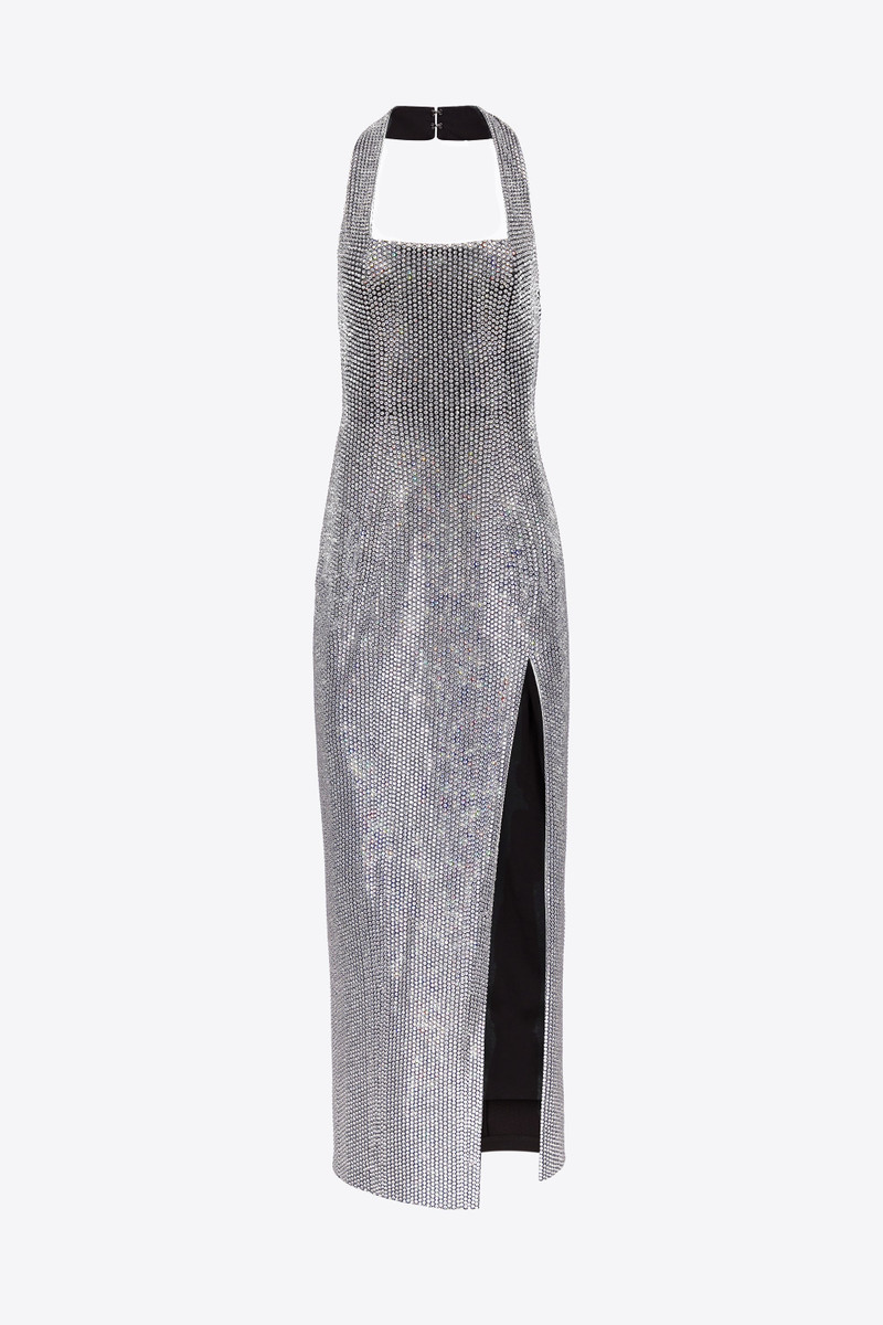 CRYSTAL EMBELLISHED HALTER SLIT GOWN 1