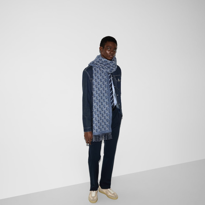 Wool scarf with GG Shadow 3