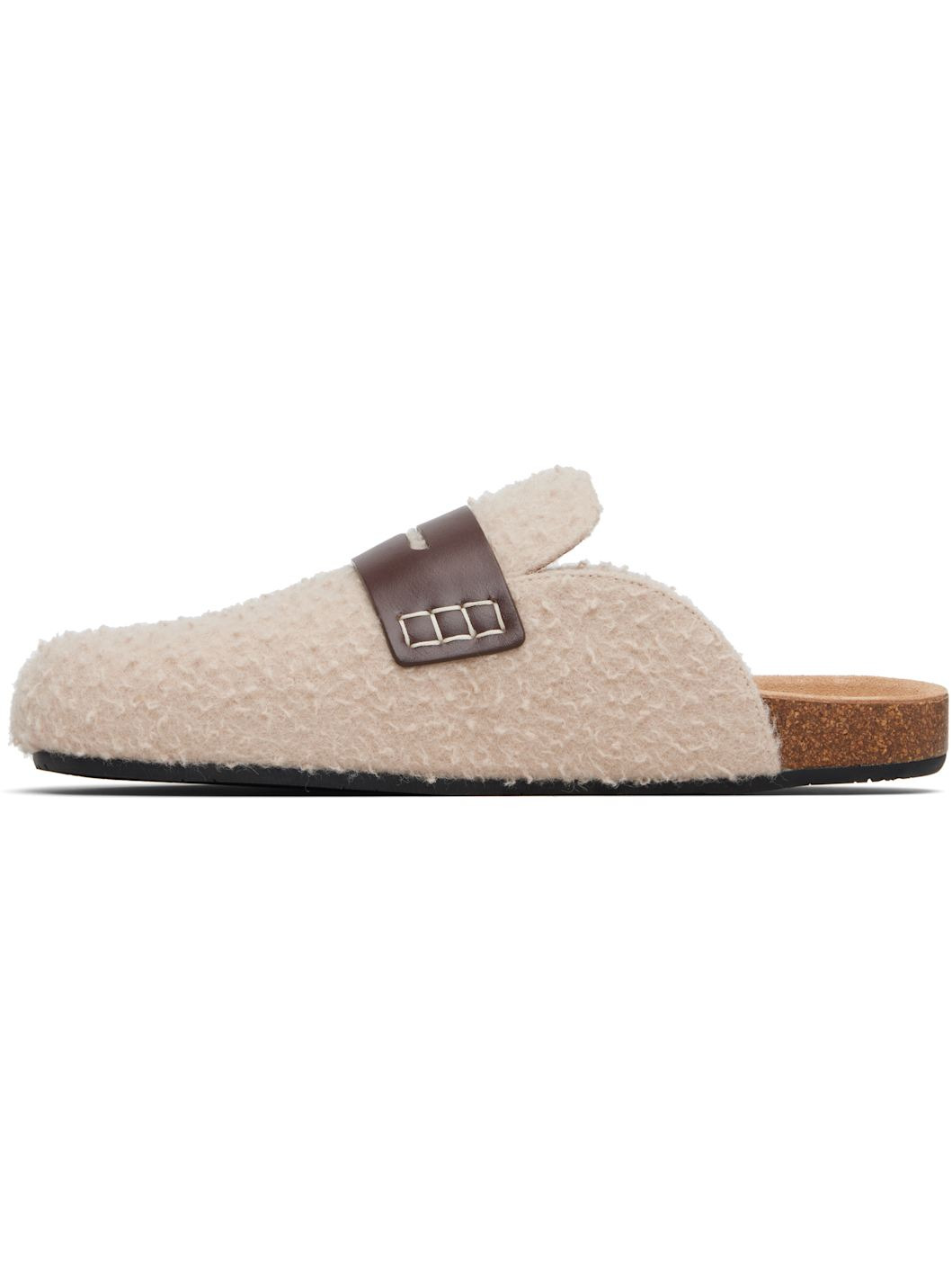 Beige Felt Loafers - 3