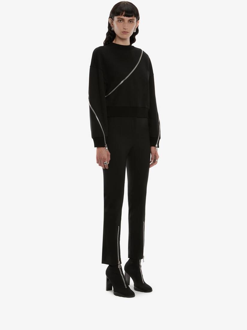 Spiral Zip Sweatshirt in Black - 3
