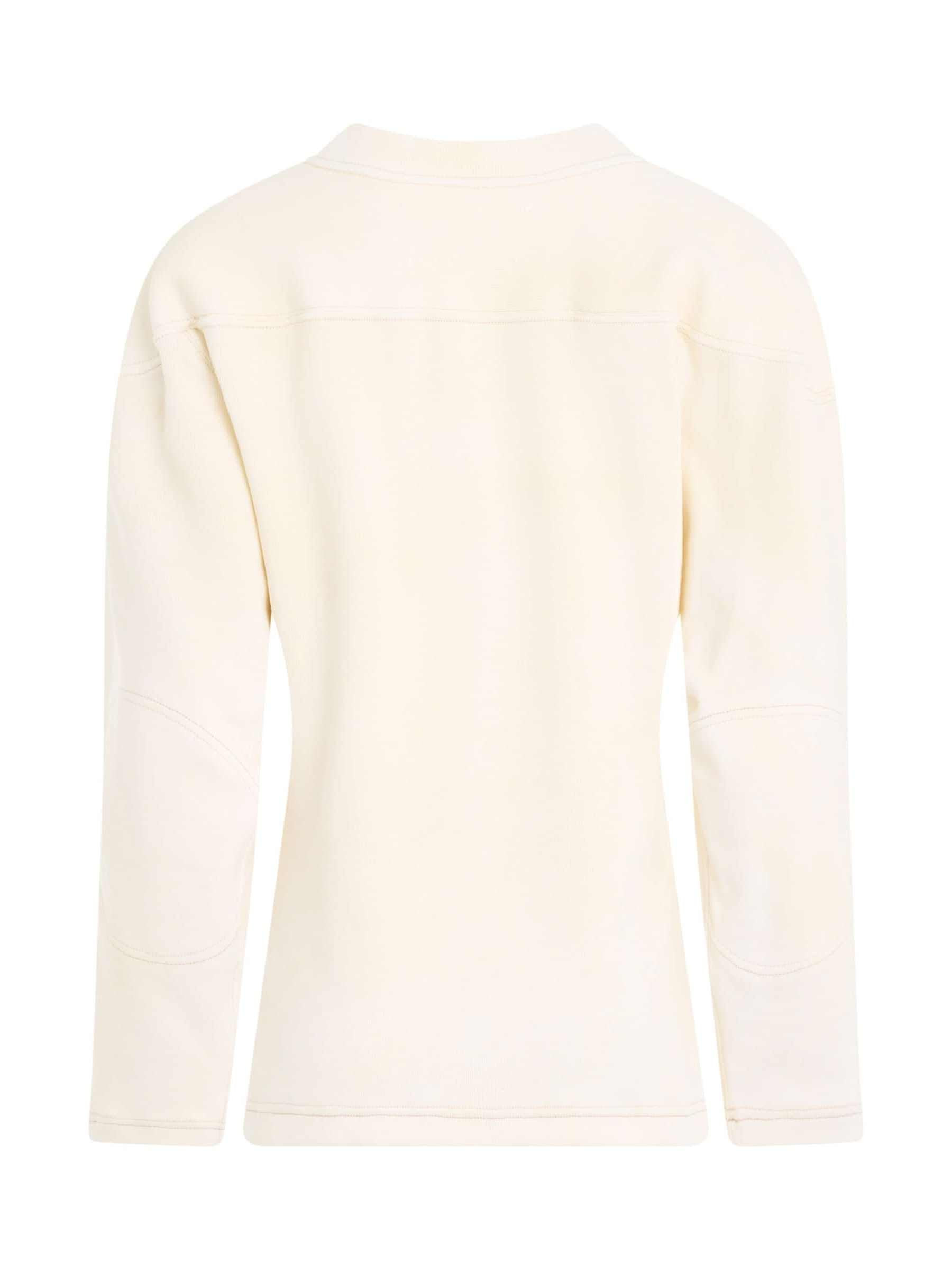 Rib Cotton Logo Sweatshirt in Off White - 4