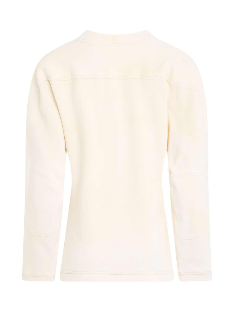 Maison Margiela Rib Cotton Logo Sweatshirt in Off White outlook