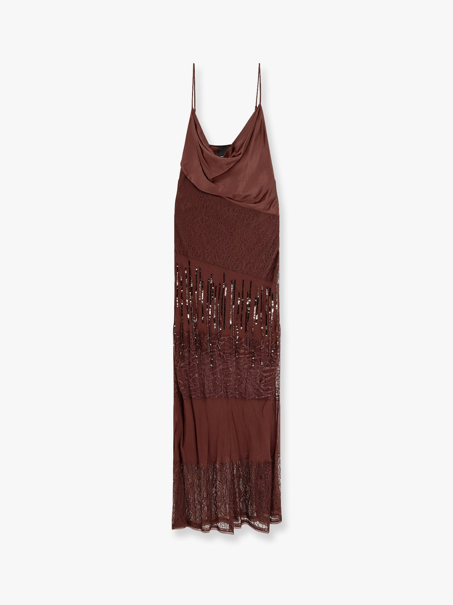 Pinko Ibis Satin And Lace Long Dress - 1