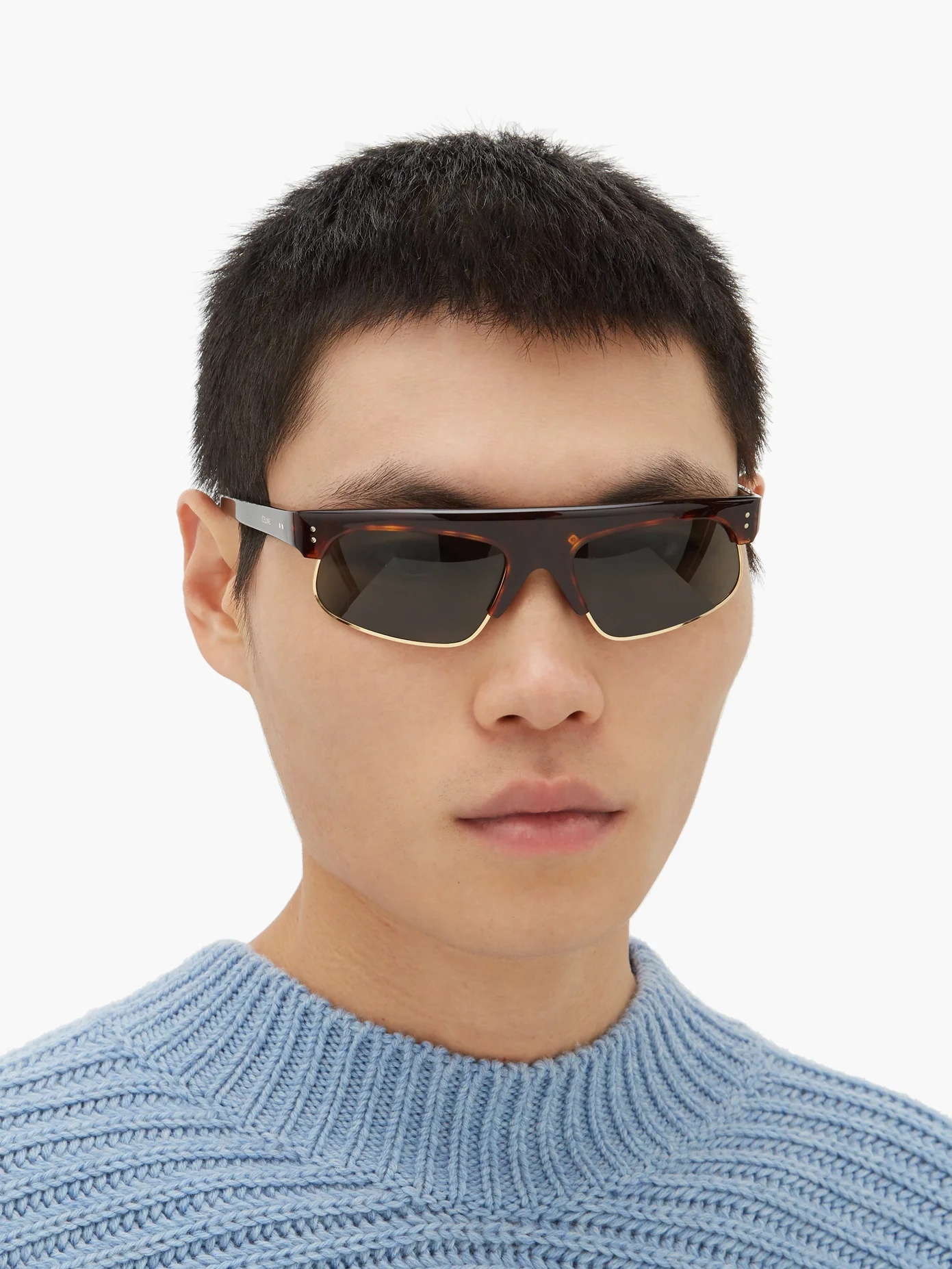 Half-shield acetate sunglasses - 2