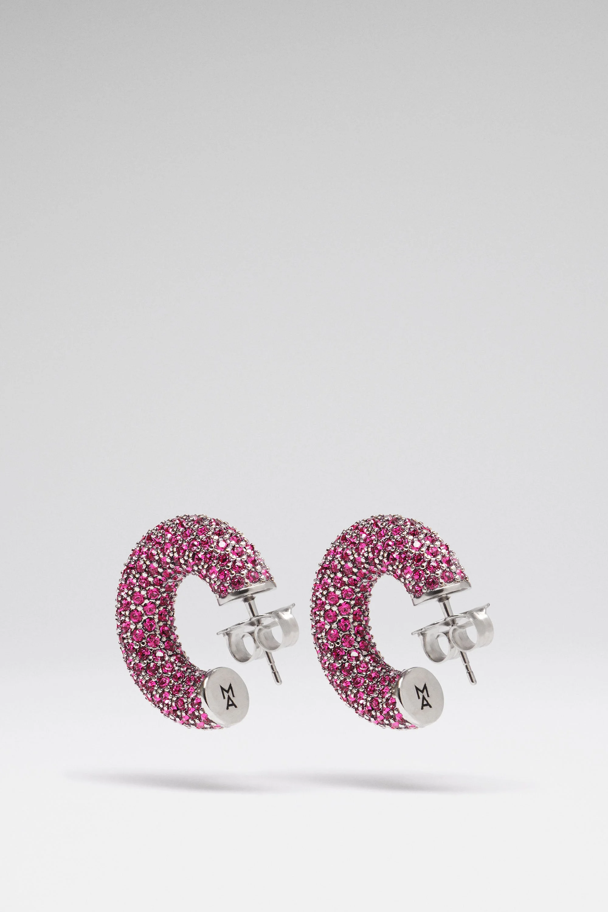 CAMERON HOOP MINI RUBY CRYSTALS WITH SILVER BASE - 1