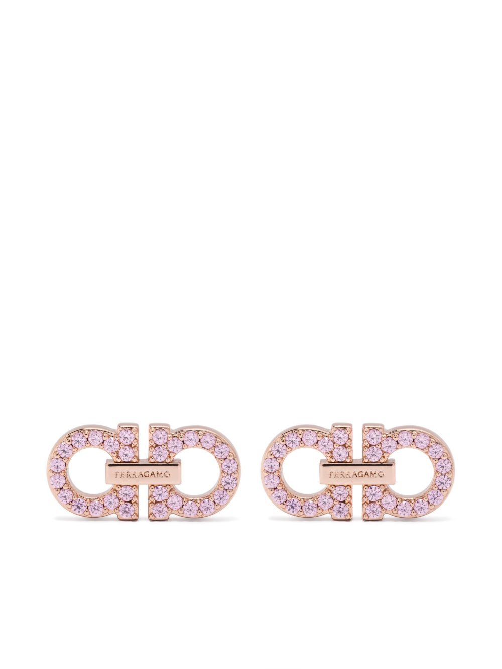 logo crystal-embellished earrings - 1