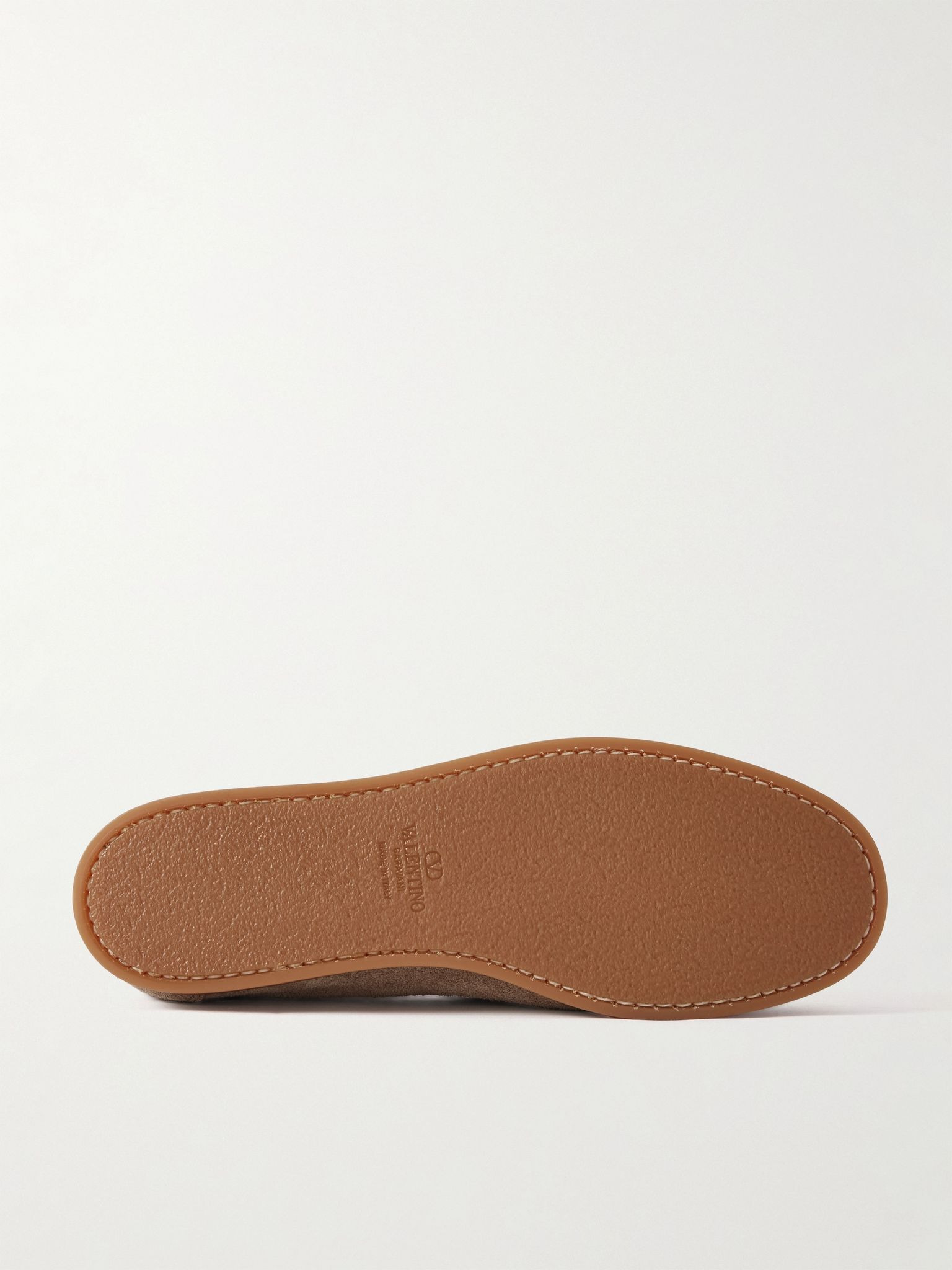 Logo-Embellished Leather-Trimmed Suede Boat Shoes Brown - 3